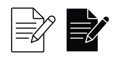 Note icon vector glyph and thin stroke collection © Pop
