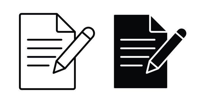 Note icon vector glyph and thin stroke collection