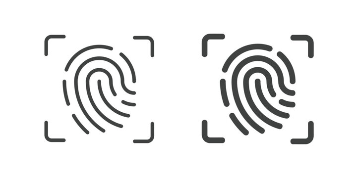 Fingerprint Scan icon. Line and glyph solid icon
