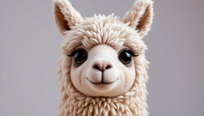 Fototapeta premium Closeup Cute Plush Llama Toy with Soft Pastel Background