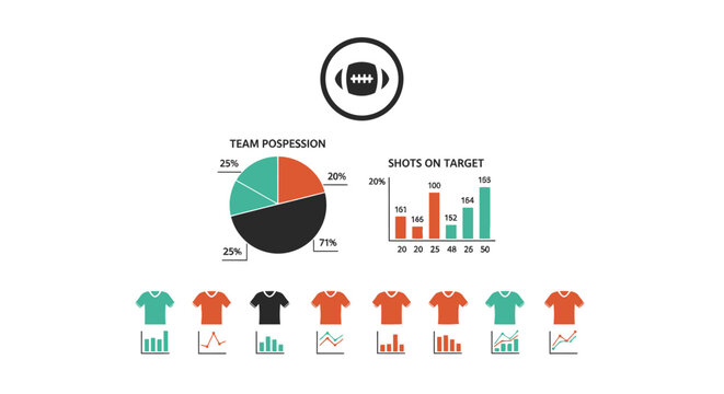 Infographic with pie chart and jerseys.
