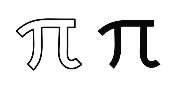 Pi icon vector glyph and thin stroke collection