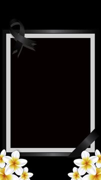 frame for rest in peace background with white flowers animation