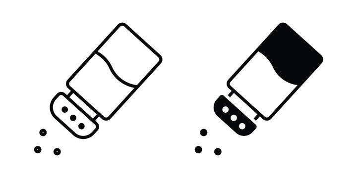 Salt shaker icon vector glyph and thin stroke collection