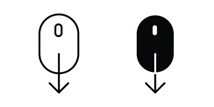 Scroll down computer mouse icon vector glyph and thin stroke collection