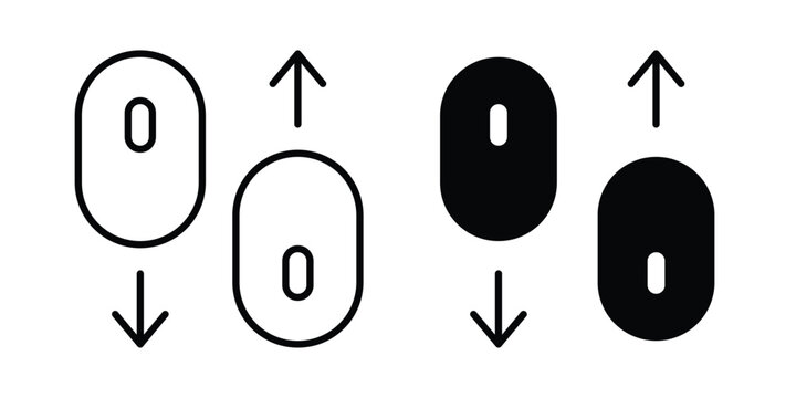 Scroll down up icon vector glyph and thin stroke collection