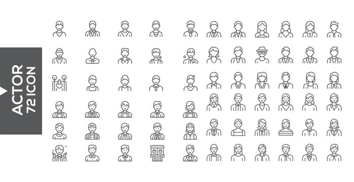 Actor Icons: A collection of various actor icons, ideal for visual communication about roles or projects, providing versatile representations of various professions.