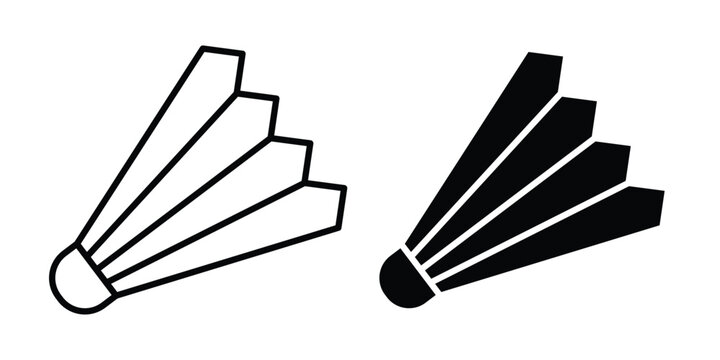 Shuttlecock icon vector glyph and thin stroke collection