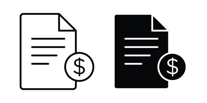Tax icon vector glyph and thin stroke collection