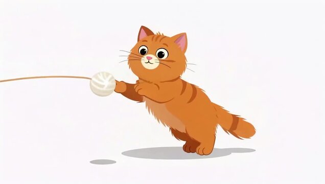 Cute cat playing with a ball of yarn