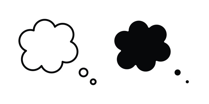 Thought bubble icon vector glyph and thin stroke collection