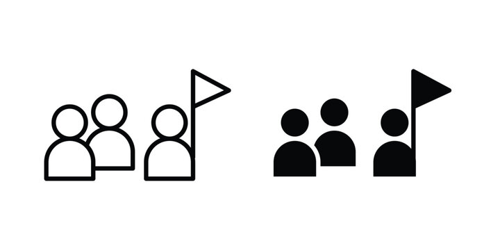 Tour guide people icon vector glyph and thin stroke collection