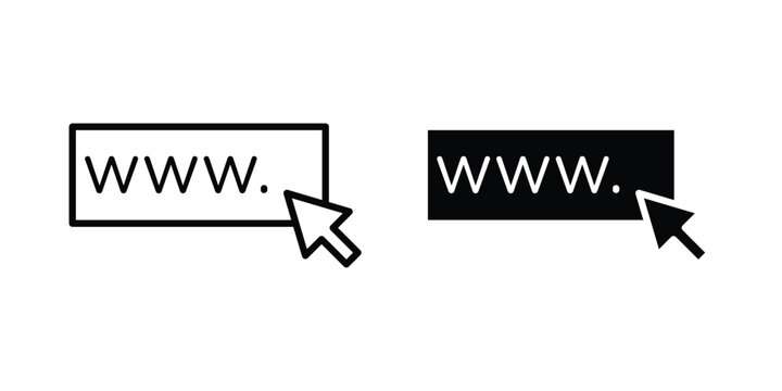 Url icon vector glyph and thin stroke collection