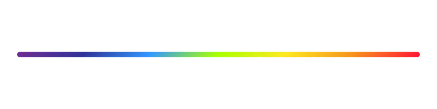 Abstract horizontal line with rainbow gradient. Colorful element on a transparent background, vibrant and artistic.