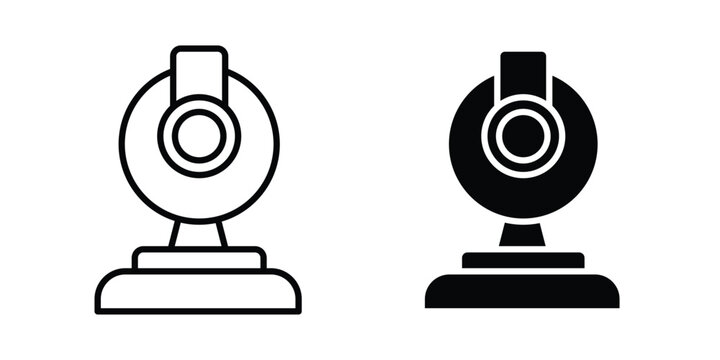 Webcam icon vector glyph and thin stroke collection