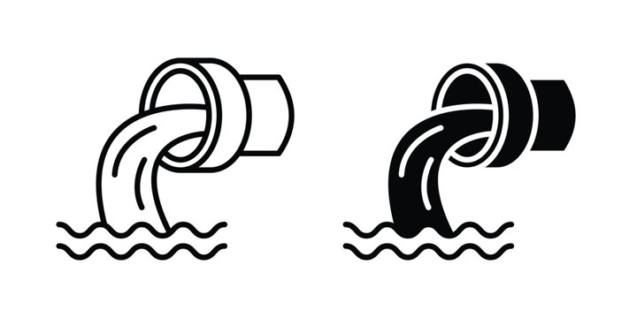 Wastewater icon vector glyph and thin stroke collection