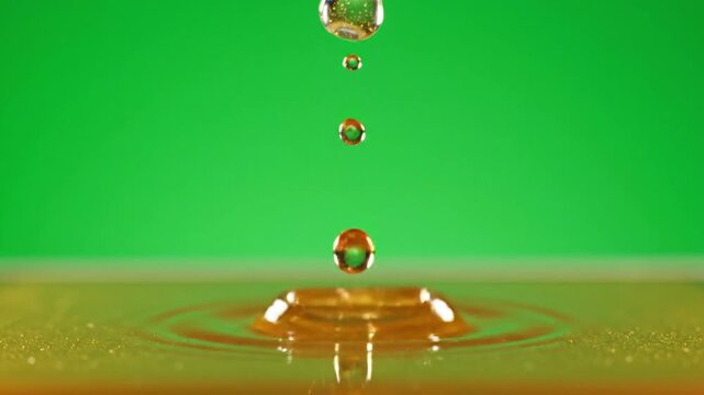 Golden Oil Drop Splash Green Screen Product Mockup