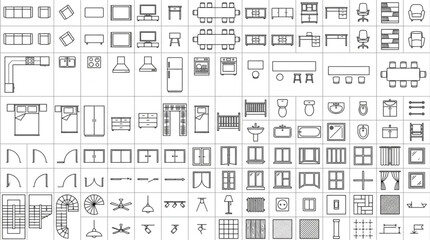 Architectural Symbols and Floor Plan Elements Collection. © Roish