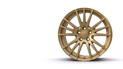 Obraz premium Gold alloy car wheel rim isolated on white background. Modern automotive wheel design