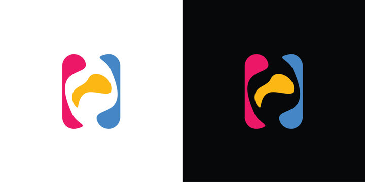 fun and colorful letter H initials logo design