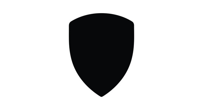 Black shield shape isolated on a white background silhouette high quality professional