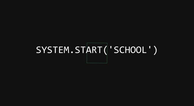 System start school code interface animation for educational animation