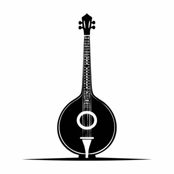 Black and white illustration of a mandolin