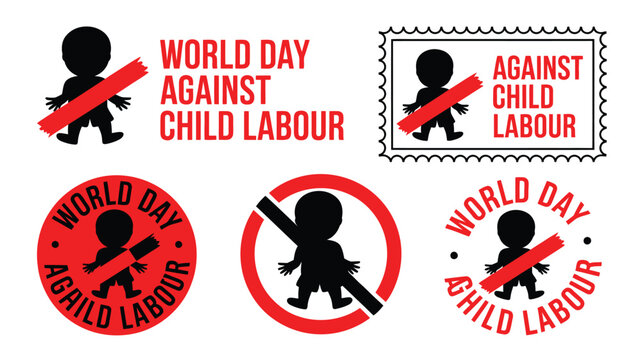 World day against child labour awareness icons and symbols social issue concept illustration