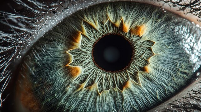 Iris fiber thickness human eye detailed macro natural anatomy collagen strand density muscle patterns tissue layering surface texture scientific