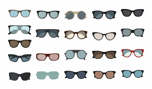 Eyewear glasses icons vector flat sunglasses fashion set