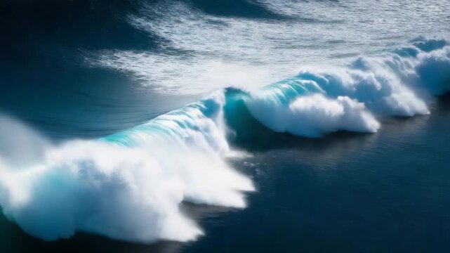 Powerful ocean wave cresting and breaking showing turquoise water and white foam representing natures force and the beauty of the sea