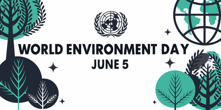 world environment day june 5 banner with trees and globe