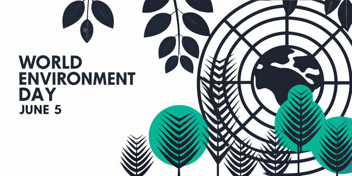 world environment day banner with globe and leaves