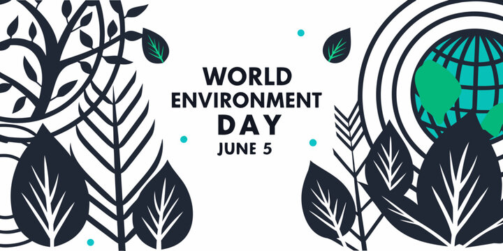 world environment day banner with leaves and globe
