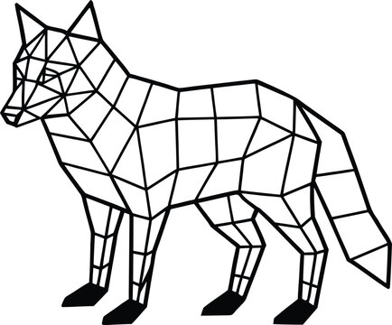 Geometric fox illustration, low poly style animal design