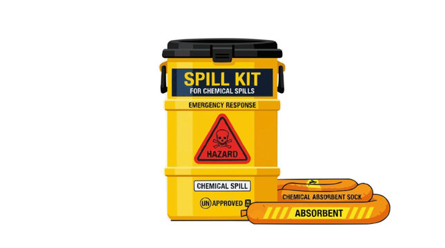 chemical spill kit barrel with hazard absorbent socks workplace safety