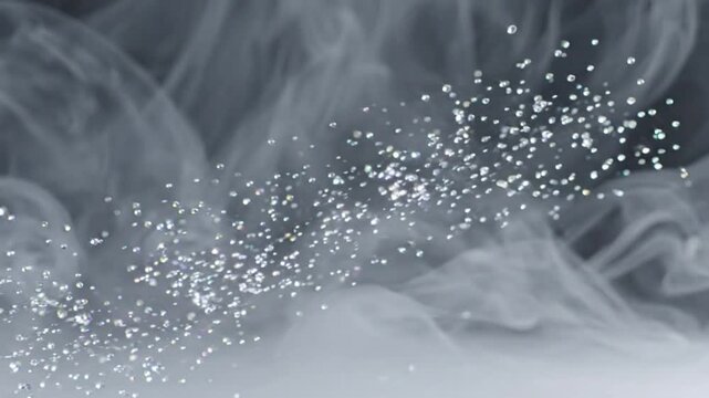 Minimal Glowing Nano Particles in Silver Gray Mist Loop