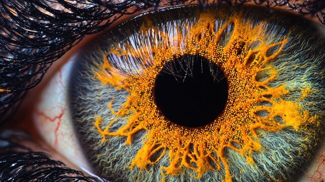 Lash strand separation extreme macro eye closeup individual eyelash strands visible iris texture pupil detail natural lighting professional photography