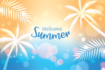 welcome summer background with palm trees and bokeh lights high quality professional detailed modern © MyPixy