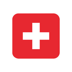 Obraz premium Switzerland Flag Symbol on a Red Rounded Square Background Graphic