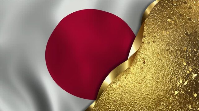金箔背景に映える豪華な日の丸