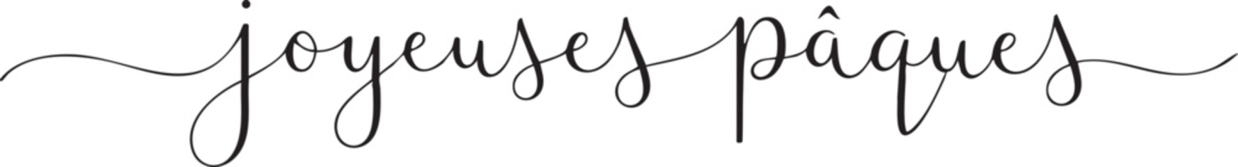 Elegant Joyeuses Pques script text a French greeting for Easter celebrations perfect for holiday cards and social media © aftab