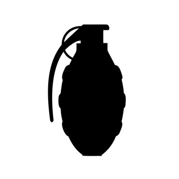 Silhouette of a typical fragmentation hand grenade, military equipment concept