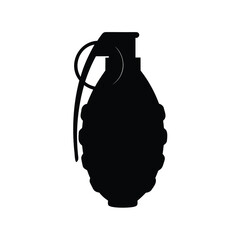 Fototapeta premium Silhouette of a classic hand grenade with safety pin, danger concept