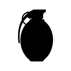 Fototapeta premium Isolated black silhouette of a grenade against white background for safety concepts