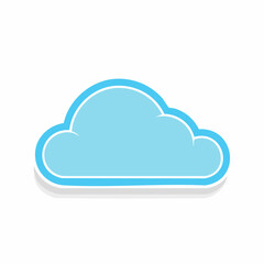 Fototapeta premium Stylized Blue Cloud Icon with White Outline and Shadow