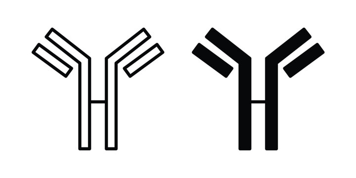 Antibody icon thin line and black silhouette flat style