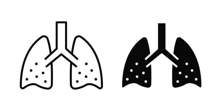Asthma icon thin line and black silhouette flat style