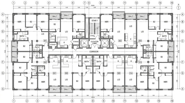 Architectural Floor Plan Blueprint of a Building Layout.