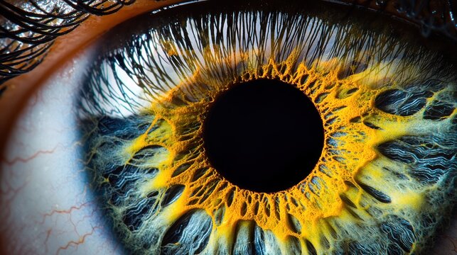 Eye vein patterns detailed macro photography iris blood vessel structures natural corneal formations artistic lighting anatomical precision medical stock